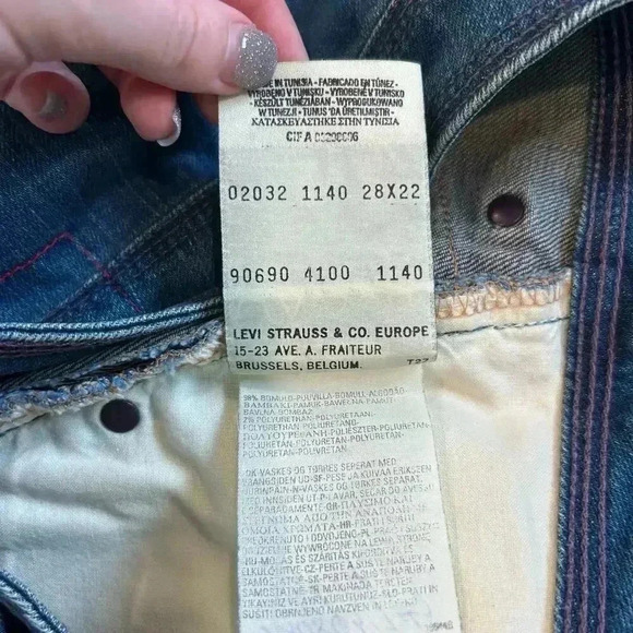 Levis Red" Blue Denim Knee Length Back Slit Skirt Womens - Picture 6 of 7